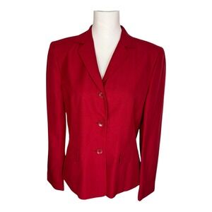 Ann Taylor Red 100% Silk Blazer Jacket Size 8 Professional‎ Career 3-Button